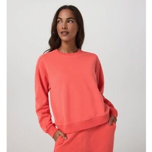 Vuori NWT Sedona Seams Pullover Crew Neck Pleated Back Bright Coral Sweatshirt M
